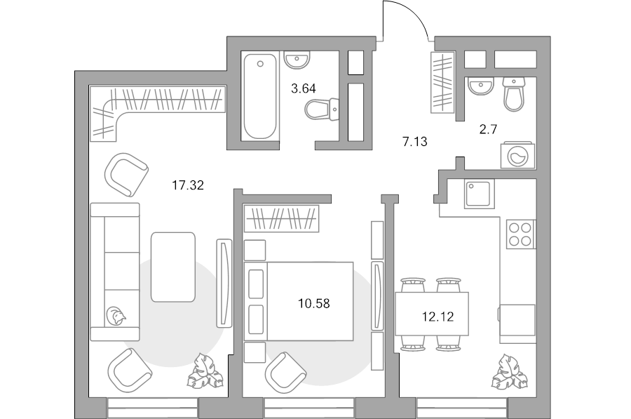 2 ккв 53,5 м²