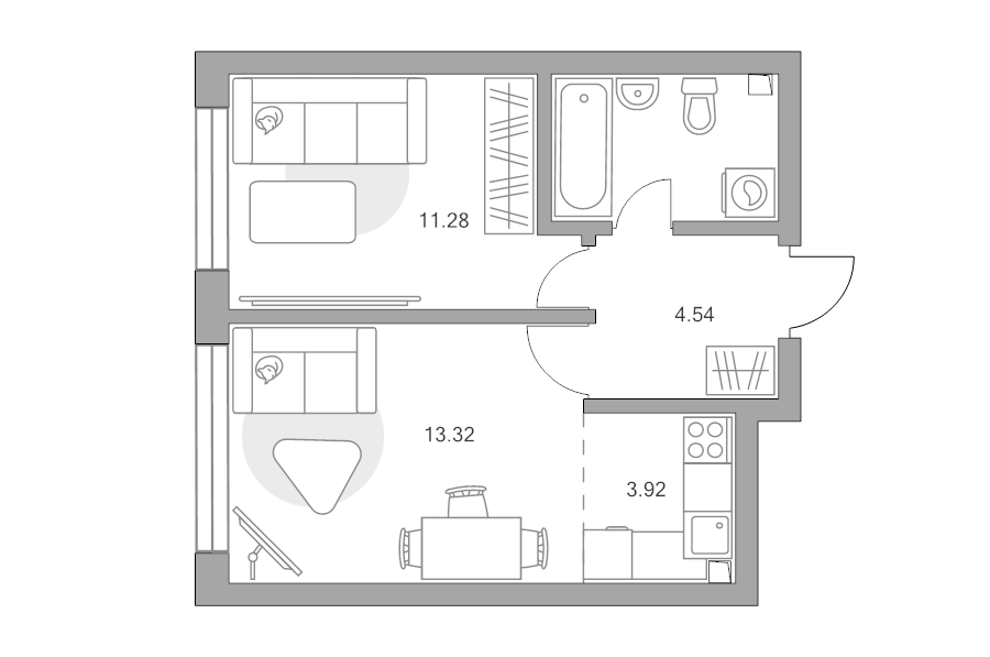 2 ккв (Евро) 38,3 м²