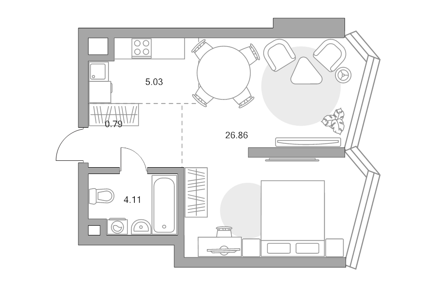 Студия 40,4 м²