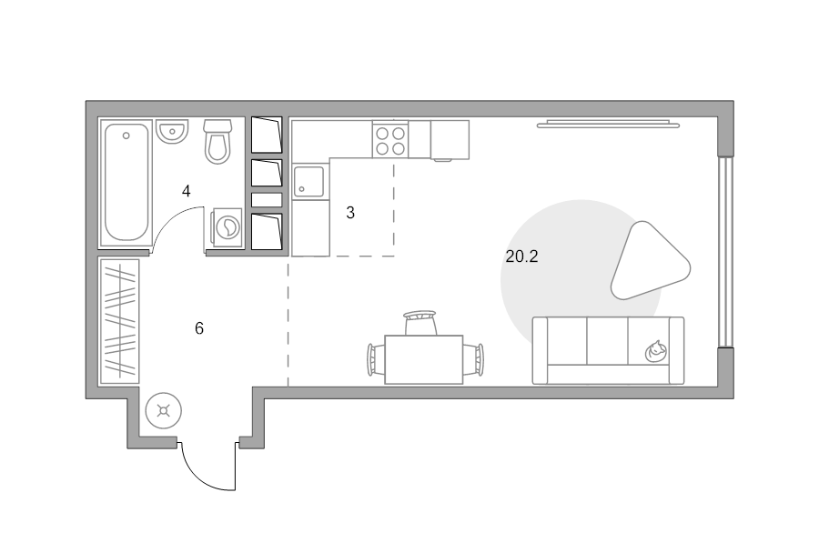 Студия 33,2 м²