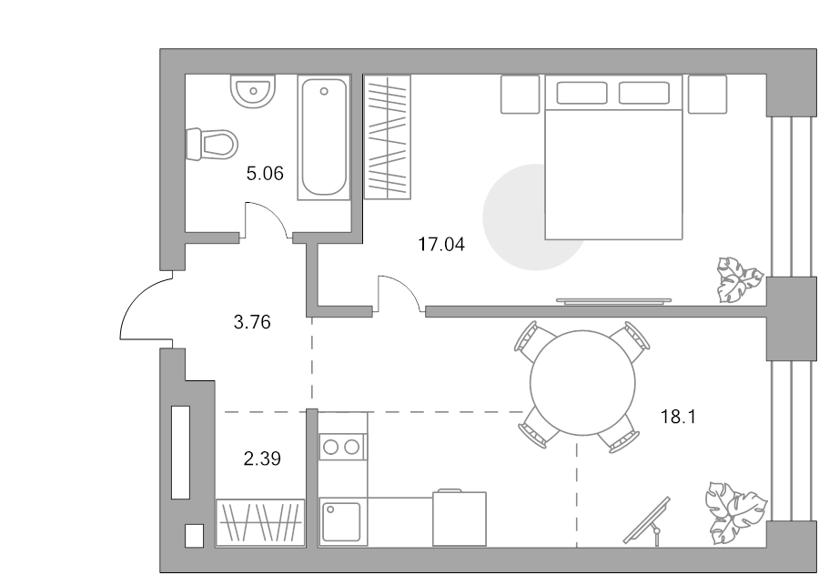 2 ккв (Евро) 46,4 м²