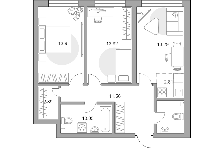 3 ккв (Евро) 68,3 м²
