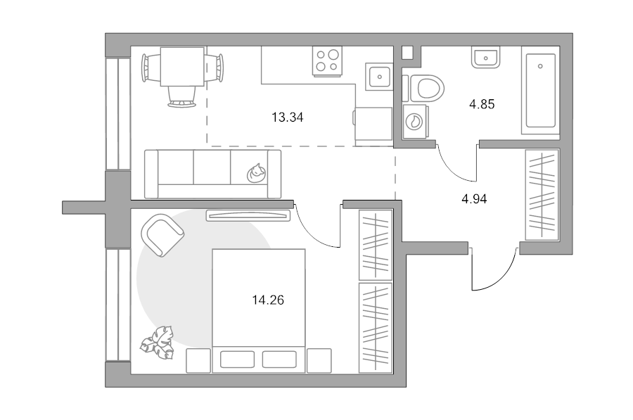 1 ккв 37,4 м²