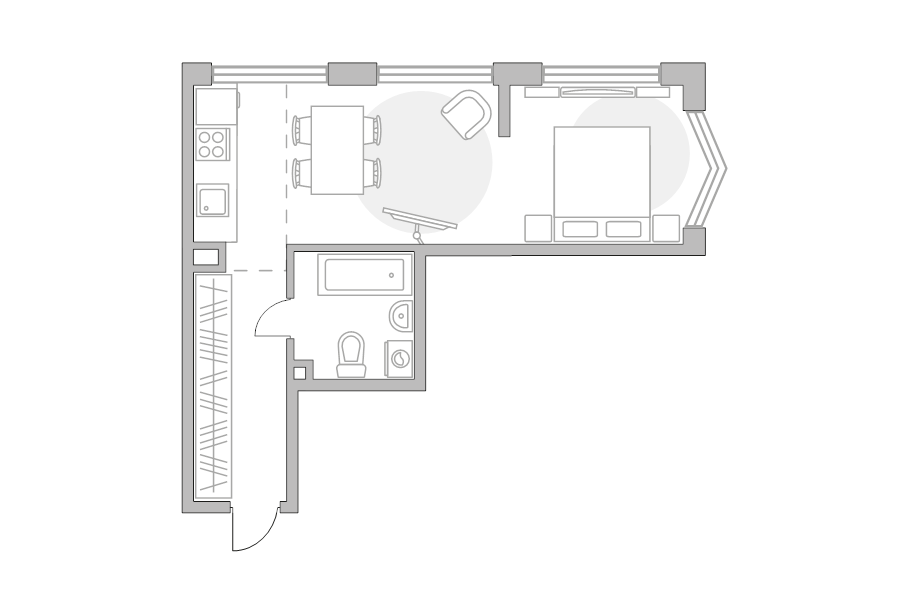 Студия 44,3 м²