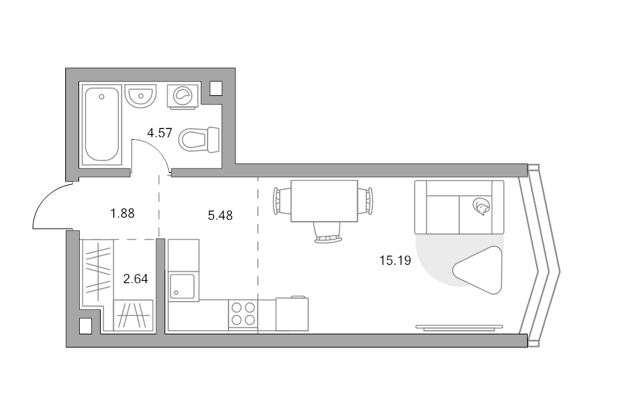 Студия 29,8 м²