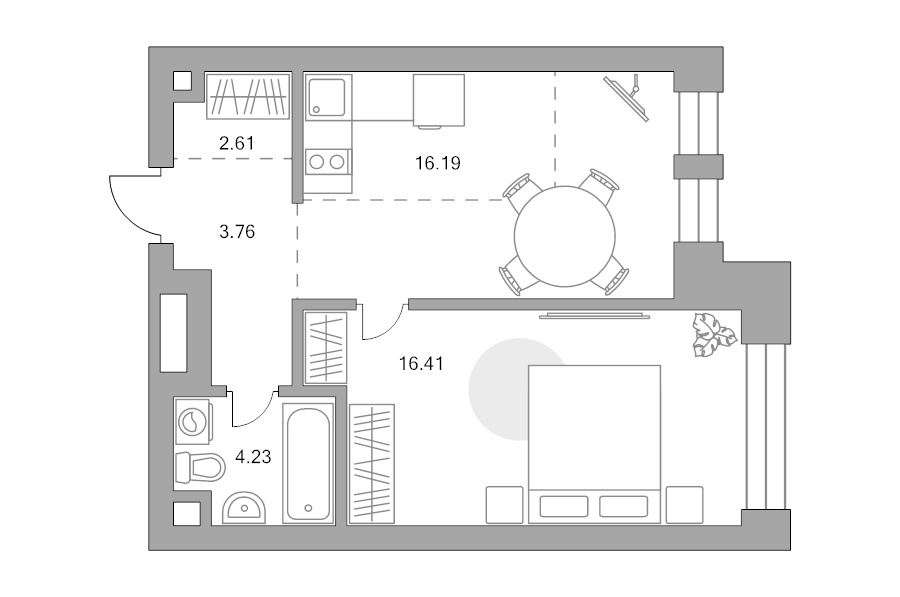 2 ккв (Евро) 43,2 м²