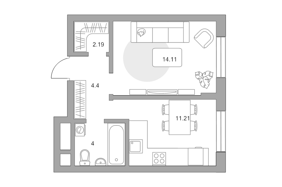1 ккв 35,9 м²