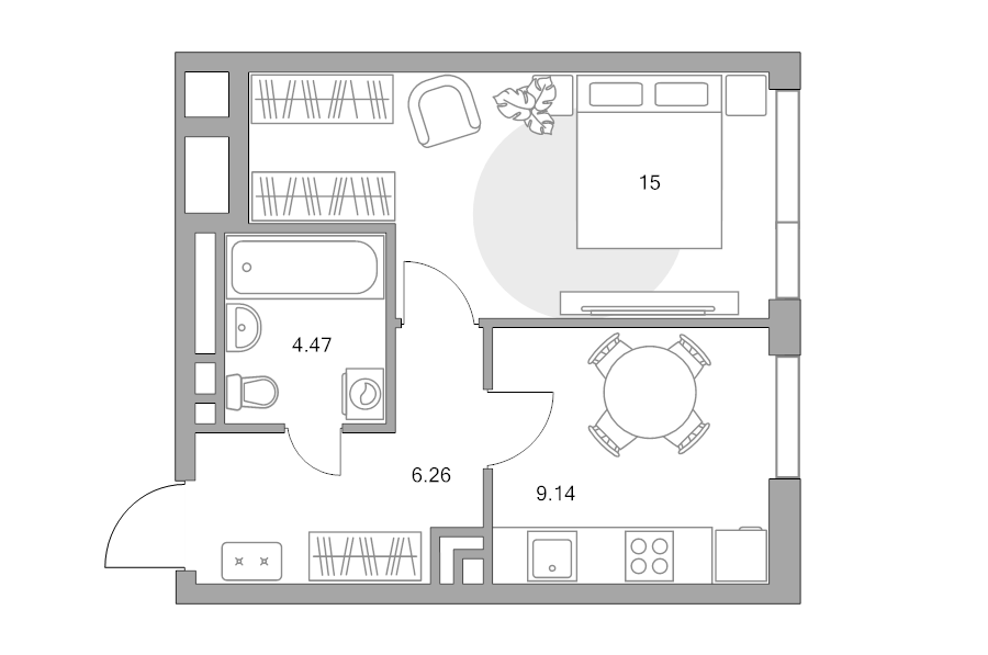1 ккв 34,9 м²