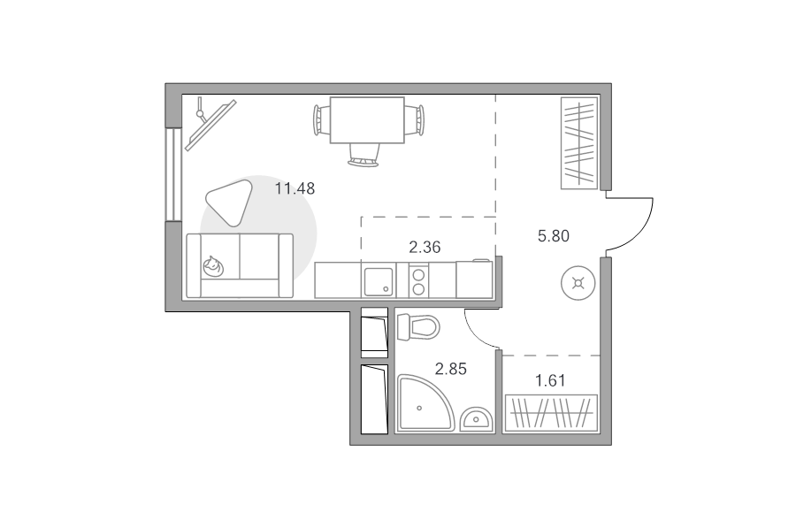 Студия 24,1 м²