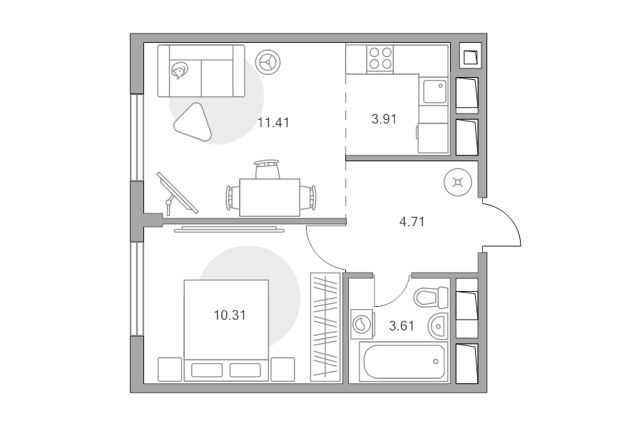 2 ккв (Евро) 34 м²