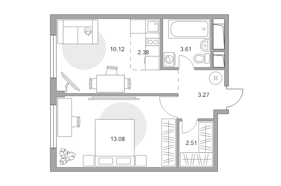 1 ккв 35 м²