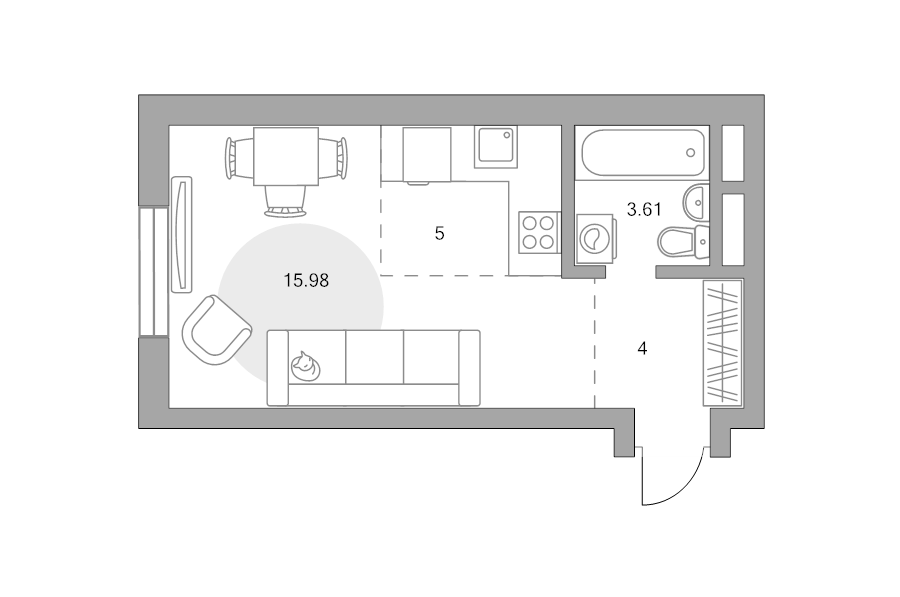 Студия 28,6 м²