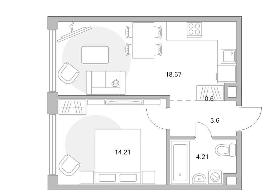 2 ккв (Евро) 41,3 м²
