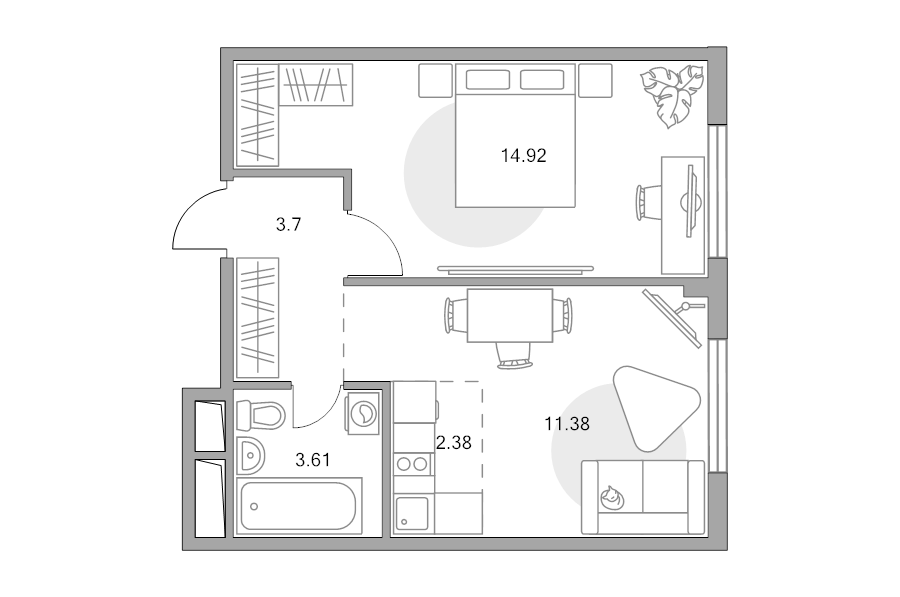 1 ккв 36 м²
