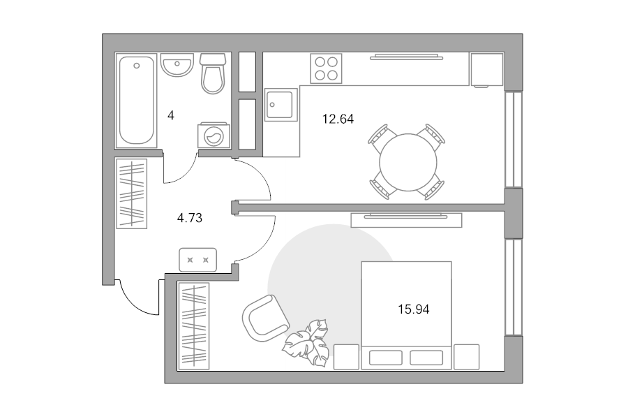 1 ккв 37,3 м²