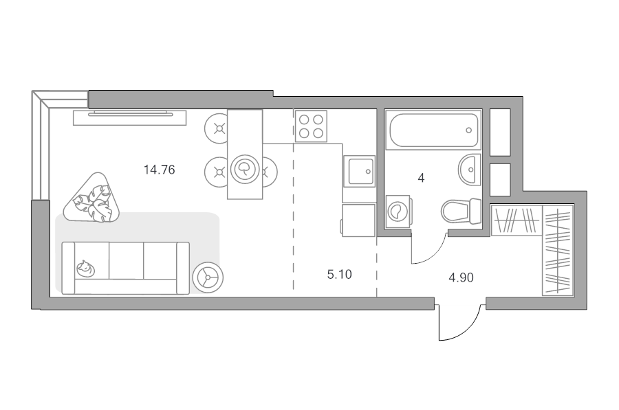 Студия 28,8 м²