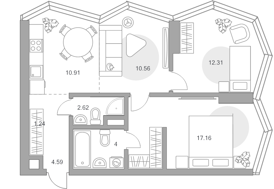 3 ккв (Евро) 63,4 м²