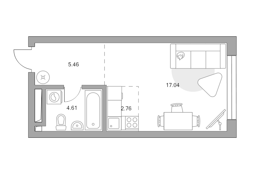 Студия 29,9 м²