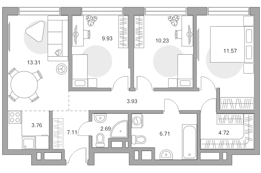 4 ккв (Евро) 74 м²