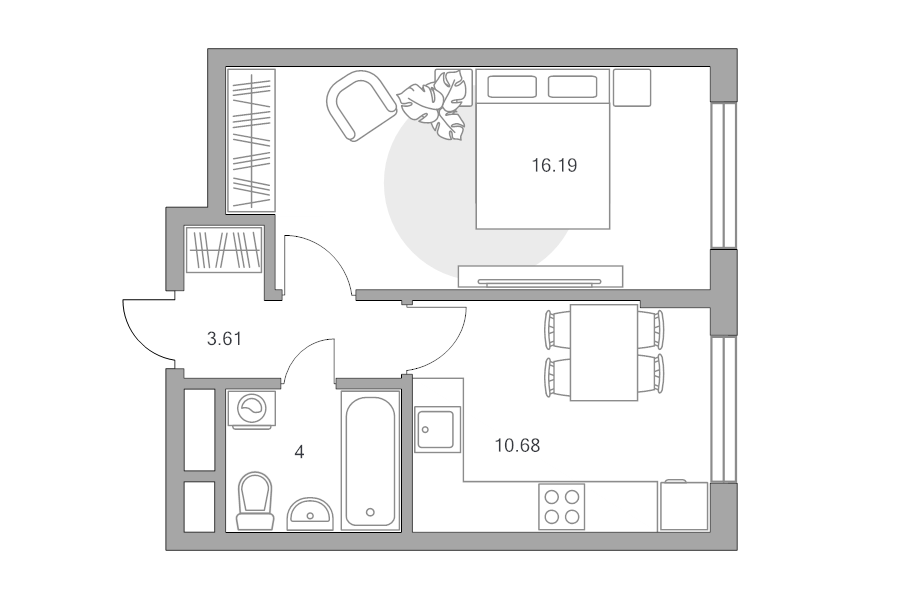 1 ккв 34,5 м²