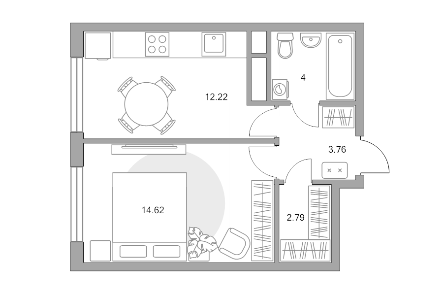 1 ккв 37,4 м²