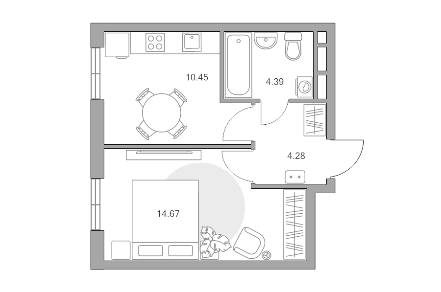 1 ккв 33,8 м²