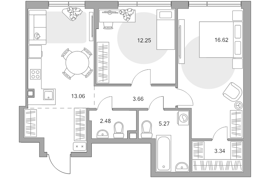 2 ккв 61,6 м²