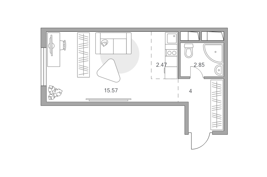 Студия 24,9 м²