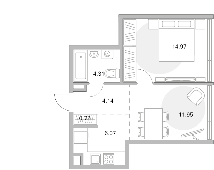 2 ккв (Евро) 42,2 м²