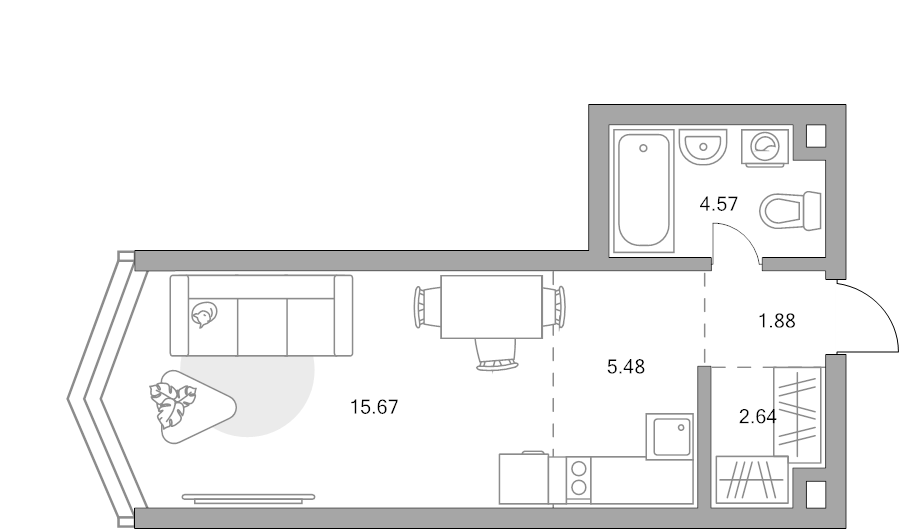 Студия 30,2 м²