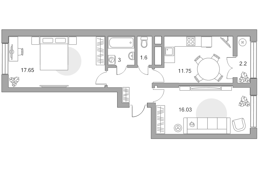 2 ккв 57 м²
