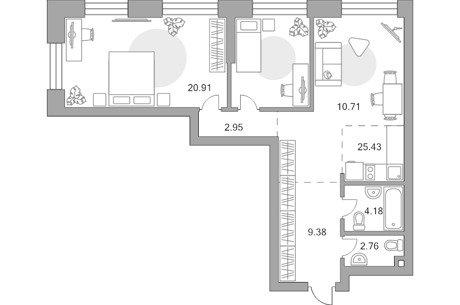 3 ккв (Евро) 76,3 м²