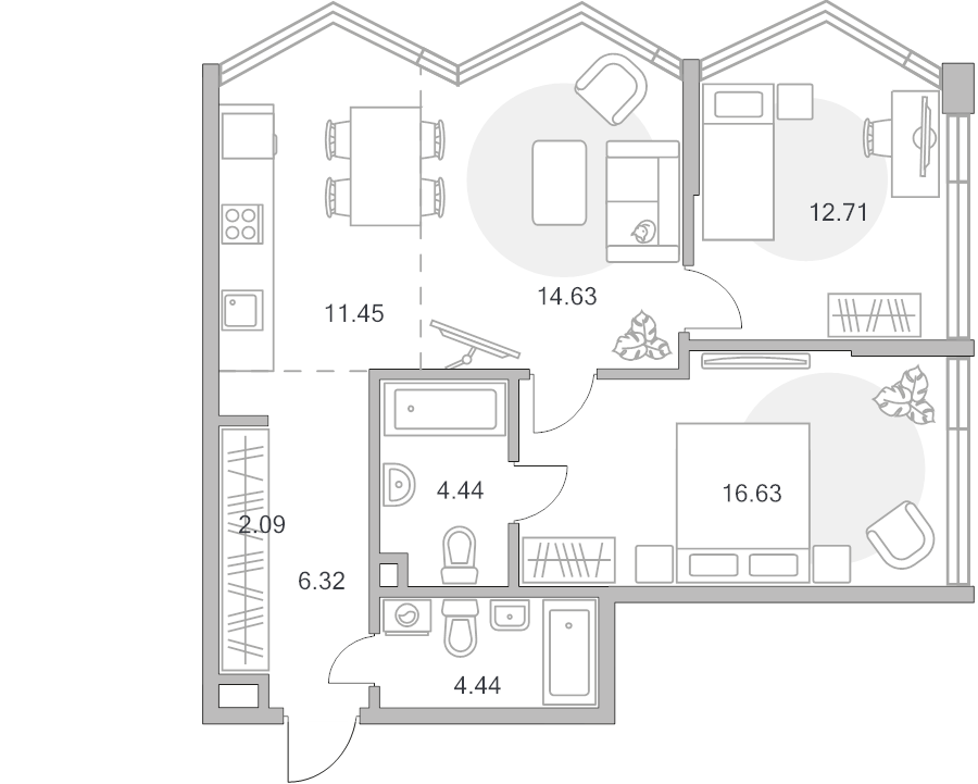 3 ккв (Евро) 72,7 м²