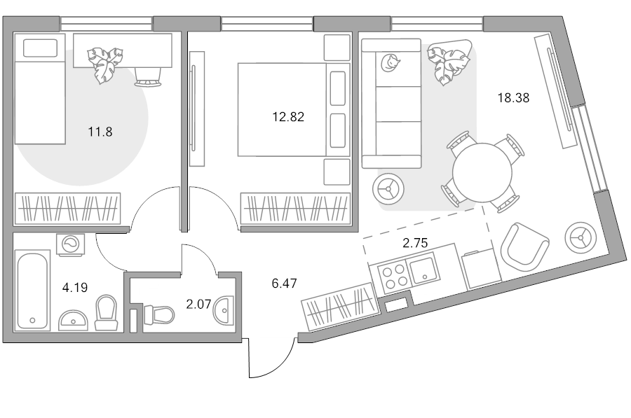 3 ккв (Евро) 58,5 м²