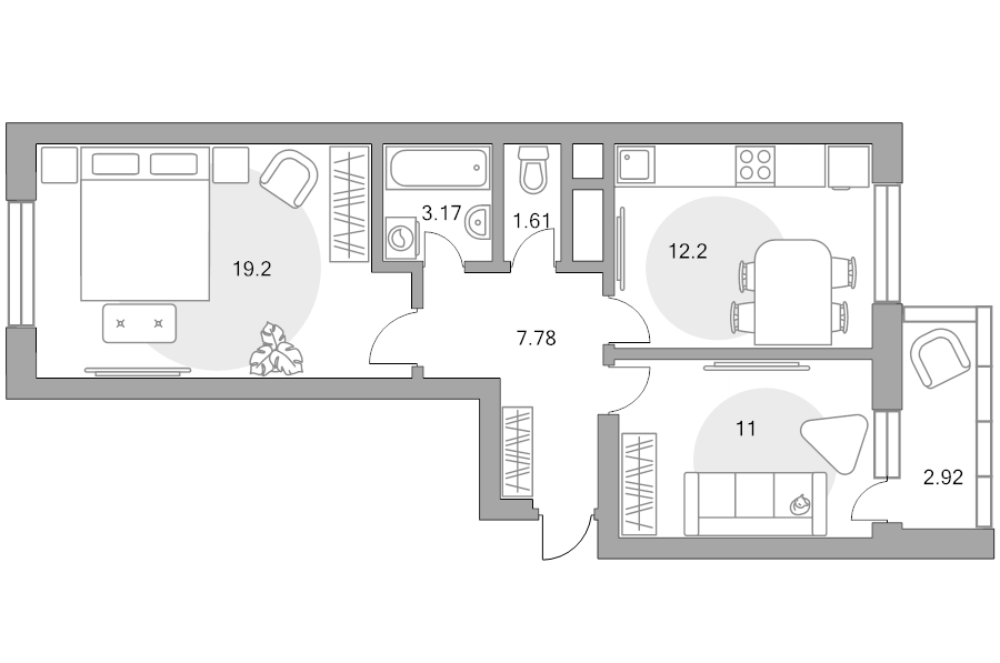 2 ккв 57,9 м²