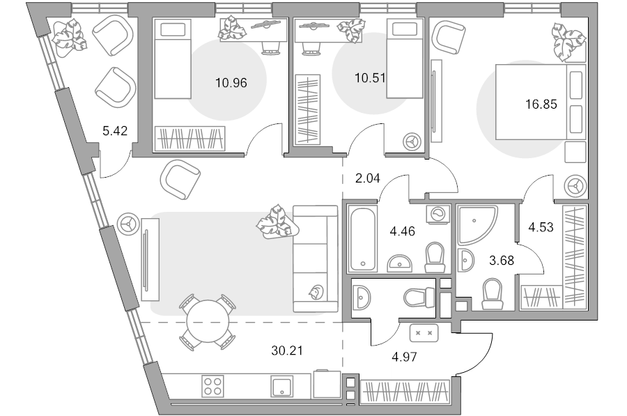 4 ккв (Евро) 95,7 м²