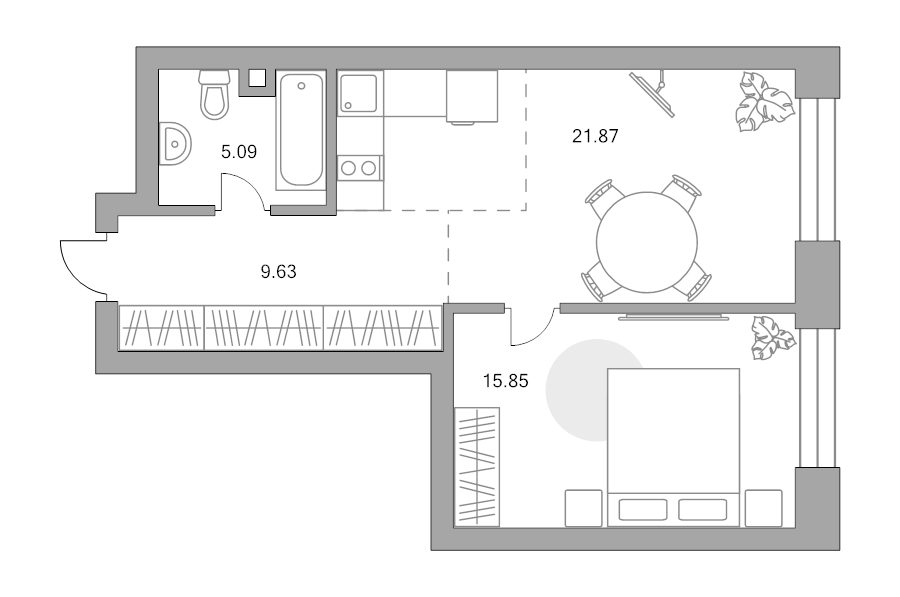 2 ккв (Евро) 52,4 м²