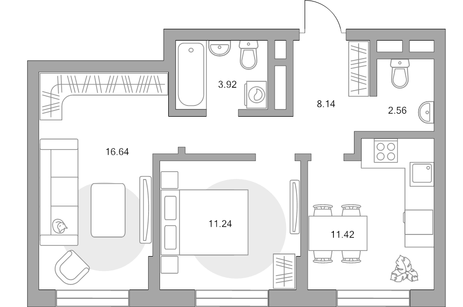 2 ккв 53,9 м²