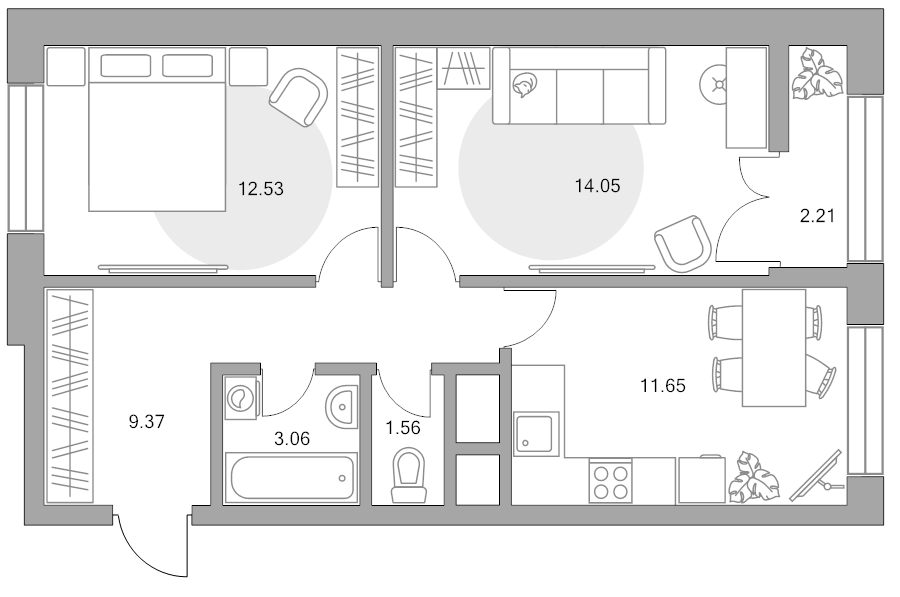 2 ккв 54,4 м²