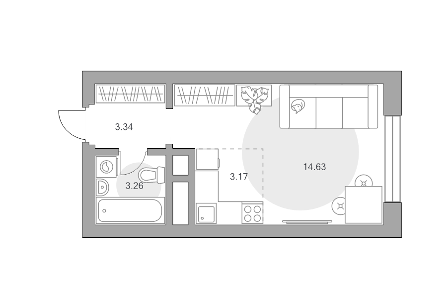 Студия 24,4 м²