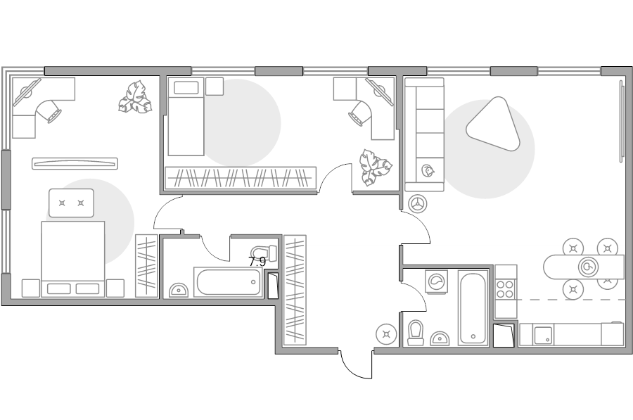 3 ккв (Евро) 87,5 м²