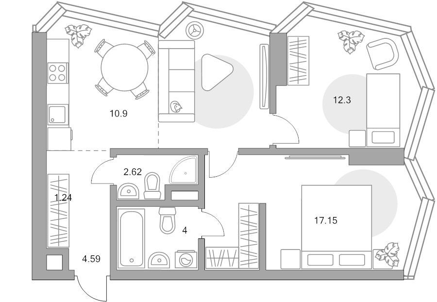 3 ккв (Евро) 63,4 м²