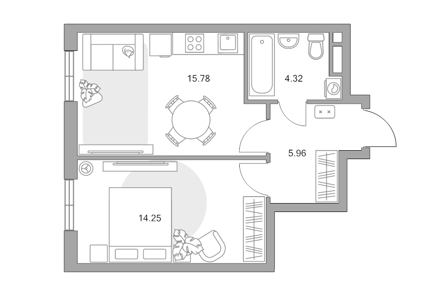 2 ккв (Евро) 40,3 м²