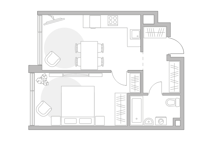 2 ккв (Евро) 44,5 м²