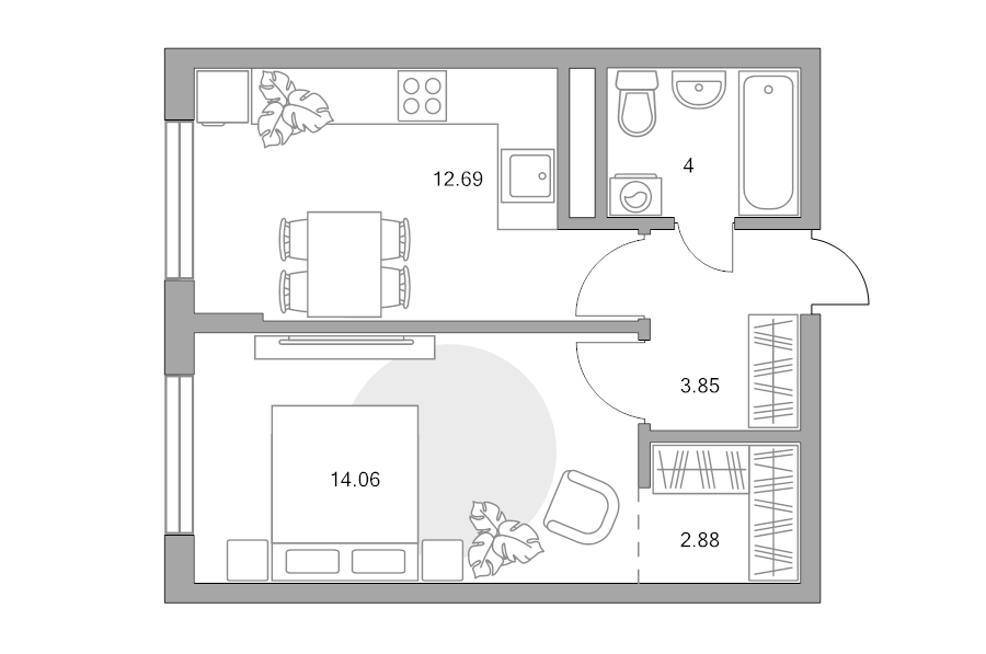 1 ккв 37,5 м²