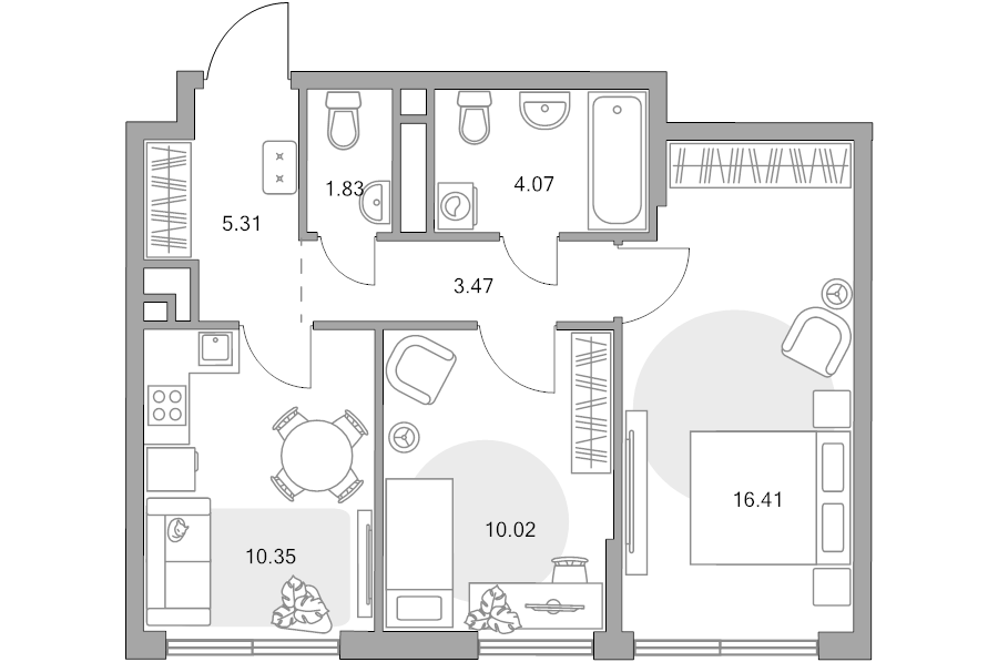 2 ккв 51,5 м²
