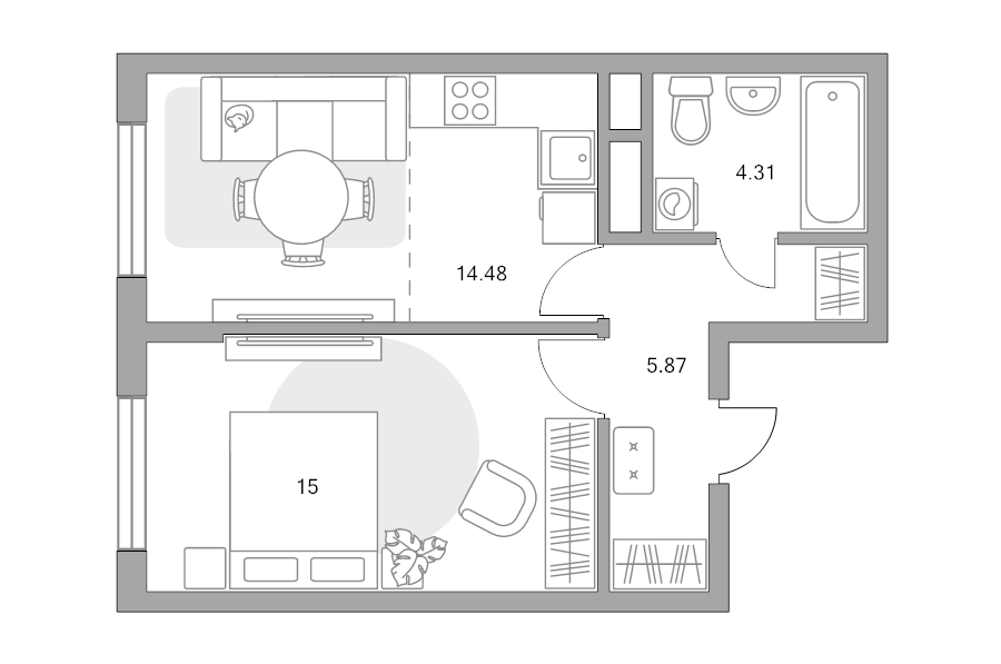 1 ккв 39,7 м²