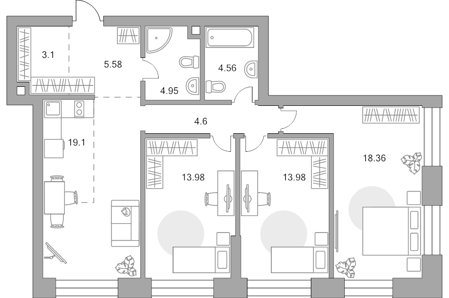 4 ккв (Евро) 88,2 м²