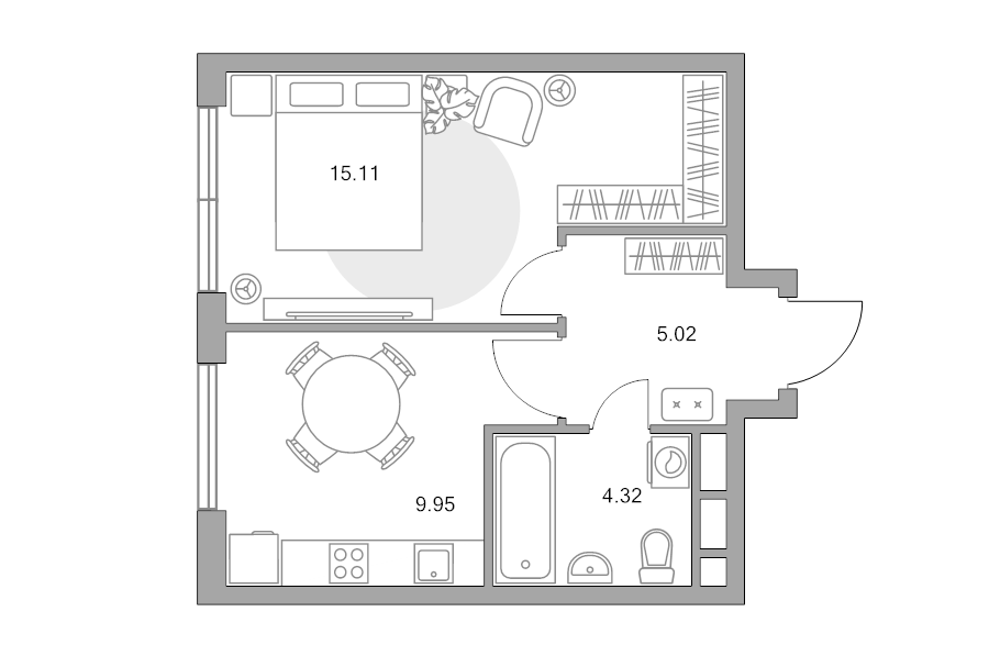 1 ккв 34,4 м²