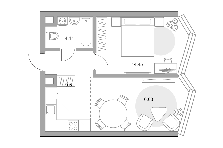 2 ккв (Евро) 42,7 м²